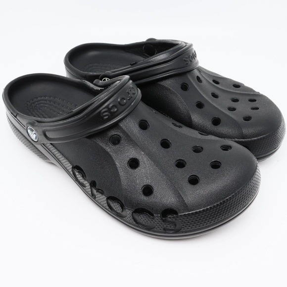 CROCS Other - Crocs Baya Black Spell Out Unisex Clogs Mens SIZE 9 Womens SIZE 11